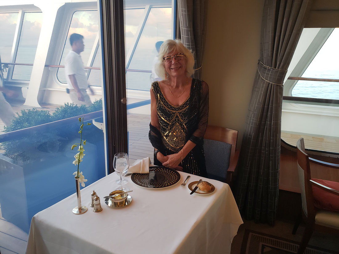gallery photo of Karla dining on a ship
